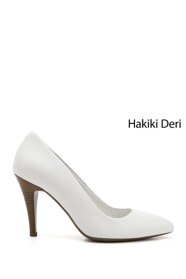 Womens White Antique Pointed Toe Thin Heel Genuine Leather Stiletto