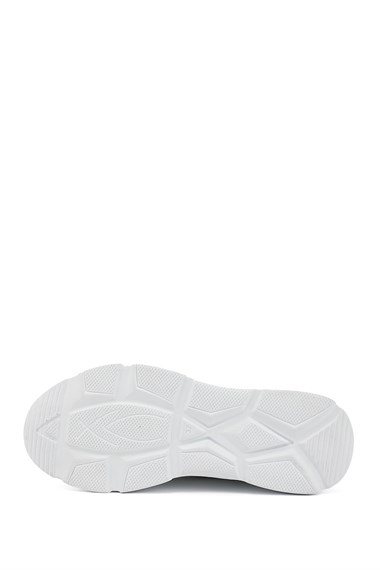 Kadın Beyaz Bağcıklı Dolgu Taban Hakiki Deri Sneaker