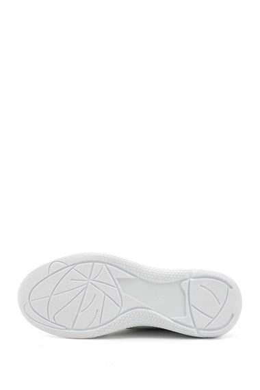 Kadın Beyaz Bağcıklı Dolgu Taban Hakiki Deri Sneaker