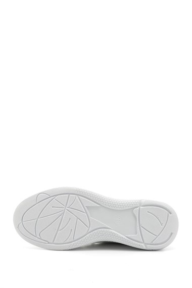 Kadın Beyaz Bağcıklı Dolgu Taban Hakiki Deri Sneaker