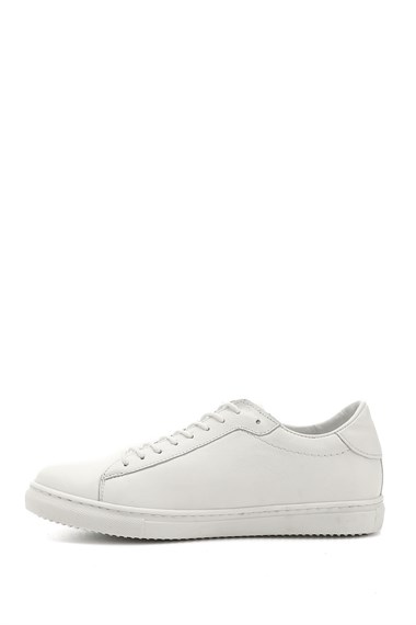 Womens White Lace-up Thermo Sole Genuine Leather Sneaker