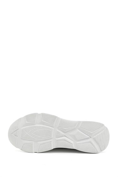 Kadın Beyaz Dolgu Taban Bağcıklı Hakiki Deri Sneaker