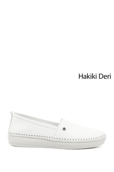Womens White Genuine Leather Comfort Shoes