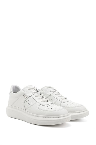 Kadın Beyaz Dolgu Taban Hakiki Deri Sneaker