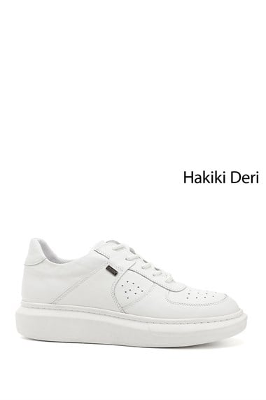 Kadın Beyaz Dolgu Taban Hakiki Deri Sneaker