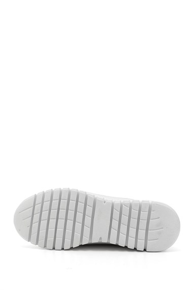 Kadın Beyaz Dolgu Taban Lastik Bağcıklı Hakiki Deri Sneaker