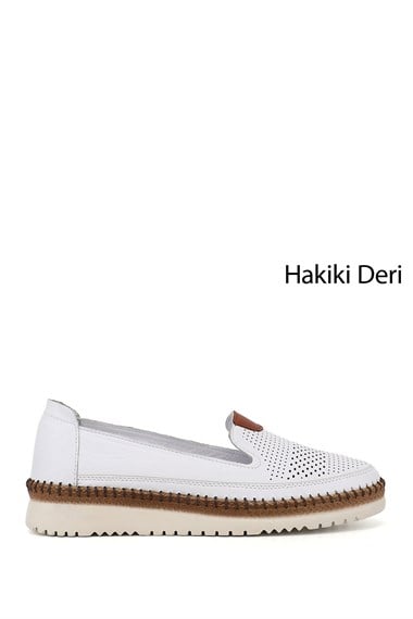 Kadın Beyaz Hakiki Deri Comfort Ayakkabı