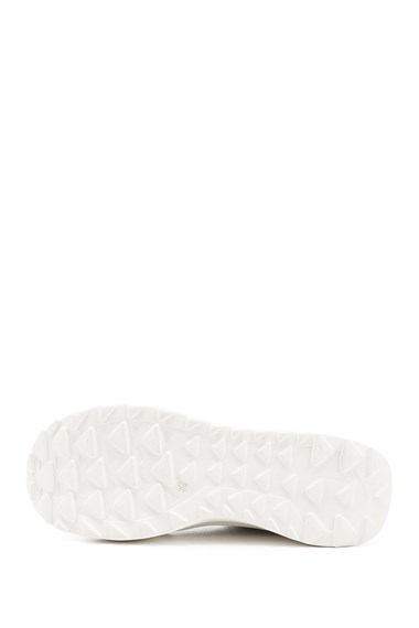 Kadın Beyaz Lastik Bağcıklı Comfort Dolgu Taban Hakiki Deri Sneaker