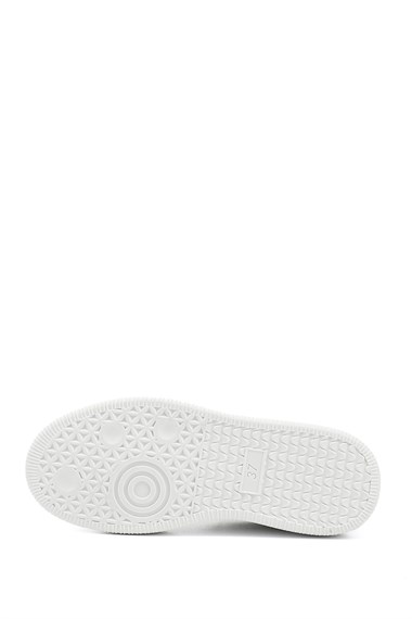 Kadın Beyaz Lastik Bağcıklı Dolgu Taban Hakiki Deri Sneaker