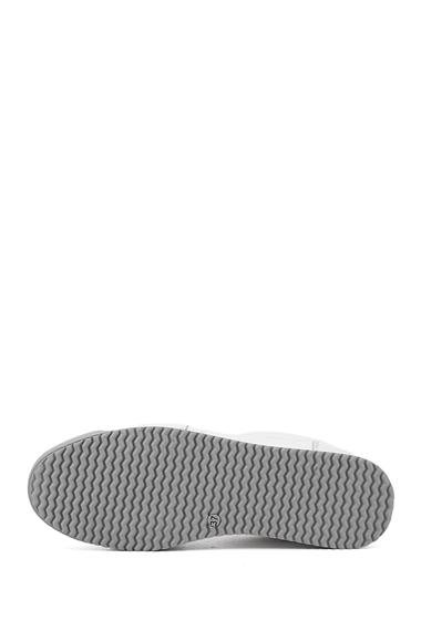 Kadın Beyaz Lastik Bağcıklı Hakiki Deri Sneaker