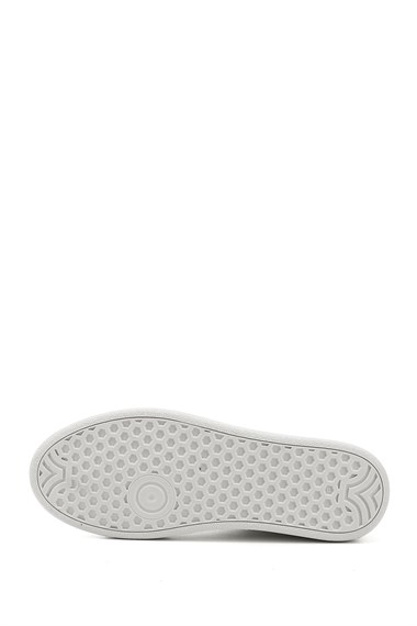 Kadın Beyaz Lastik Bağcıklı Hakiki Deri Sneaker