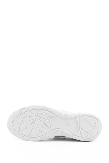 Womens White Ankle-Tied Genuine Leather Ballerina Shoes