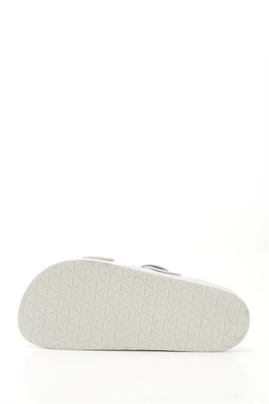 Womens White Buckled Casual Slippers