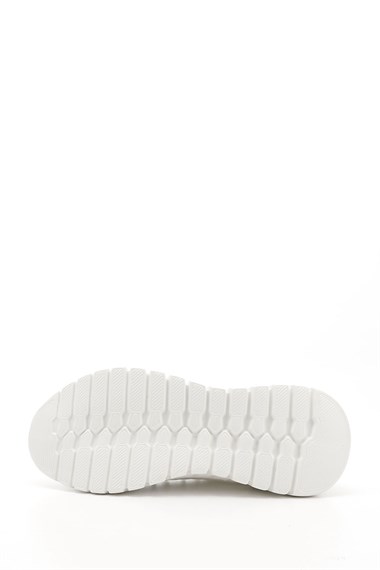 Kadın Beyaz Triko Bağcıklı Memory Foam Tabanlıklı Comfort Sneaker
