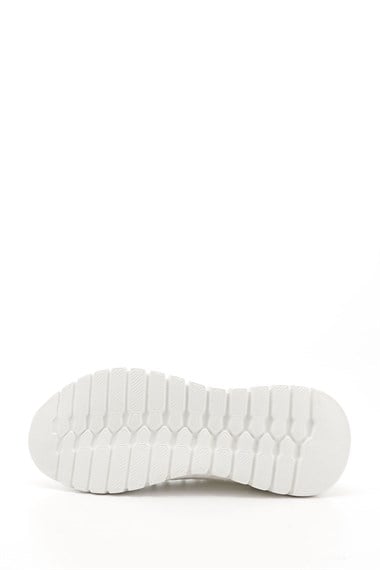 Kadın Beyaz Triko Bağcıklı Memory Foam Tabanlıklı Comfort Sneaker