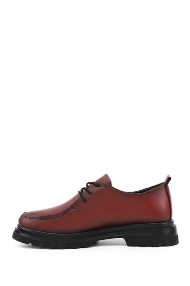 Kadın Bordo Antik Bağcıklı Hakiki Deri Comfort Ayakkabı