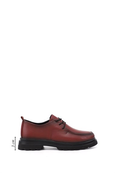 Kadın Bordo Antik Bağcıklı Hakiki Deri Comfort Ayakkabı