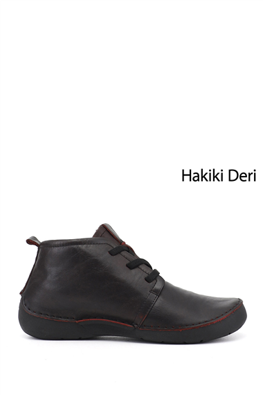 Kadın Bordo Antik Bağcıklı Hakiki Deri Comfort Bot