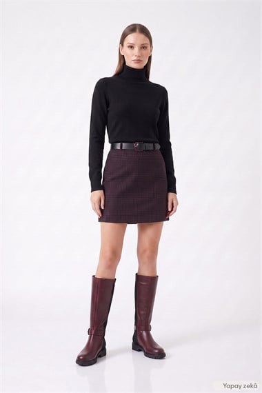 Womens Burgundy Antique Zippered Thick Heeled Genuine Leather High Boots