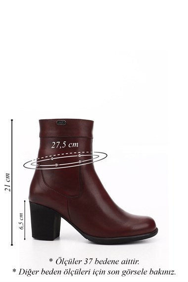 Womens Burgundy Antique Zipper Chunky Heel Genuine Leather Boots