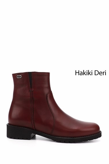Gon Genuine Leather Round Toe Heeled Rubber Sole Zipper Womens Casual Boots  47408