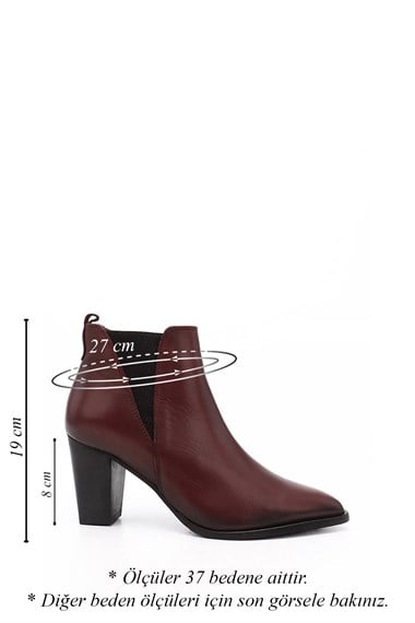 Gön Genuine Leather Pointed Toe Heeled Elastic Womens Daily Boots 39498