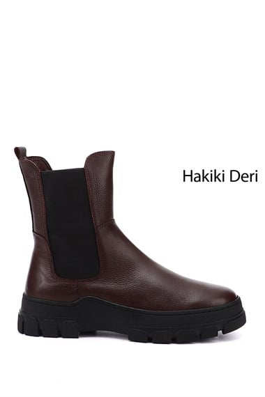 Womens Burgundy Floater Rubber Sole Genuine Leather Chelsea Boots
