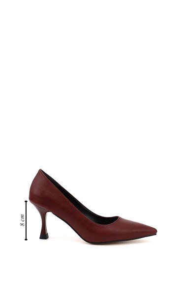 Kadın Bordo Sivri Burun Kadeh Ökçe Stiletto