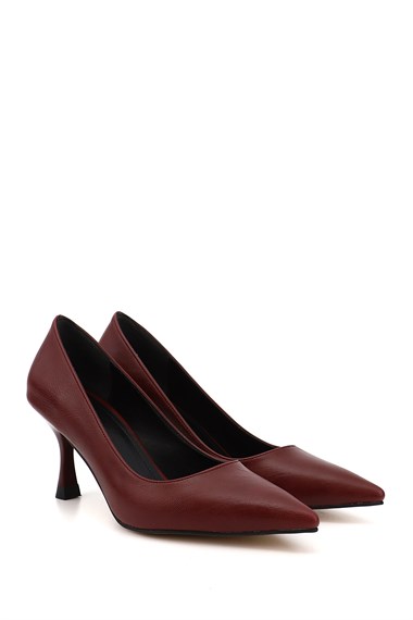 Kadın Bordo Sivri Burun Kadeh Ökçe Stiletto
