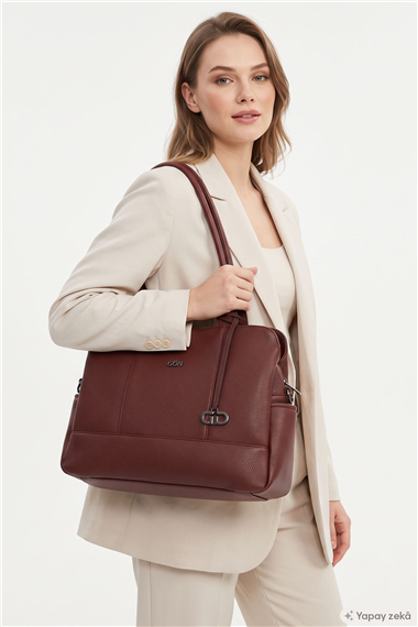Womens Burgundy Long Strap Hand and Shoulder Bag