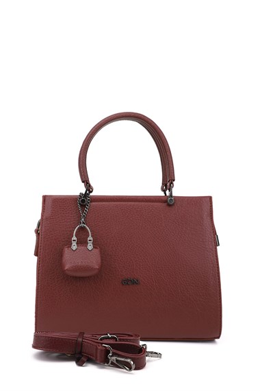 Womens Burgundy Long Strapped Hand and Shoulder Bag