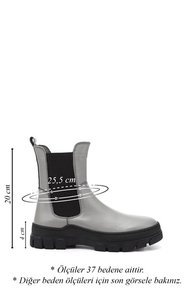 Womens Gray Rubber Sole Genuine Leather Chelsea Boots
