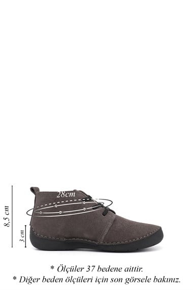 Womens Gray Suede Laced Genuine Leather Comfort Boots