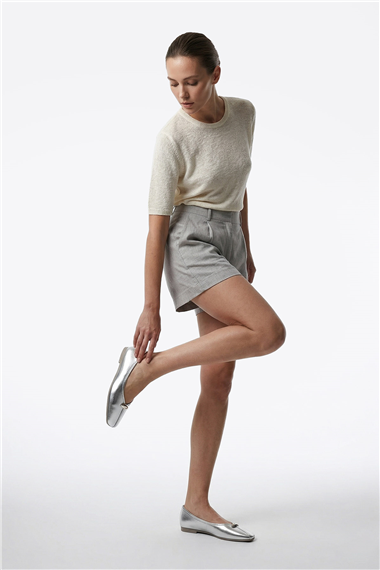 Kadın Gümüş Düz Tabanlı Babet