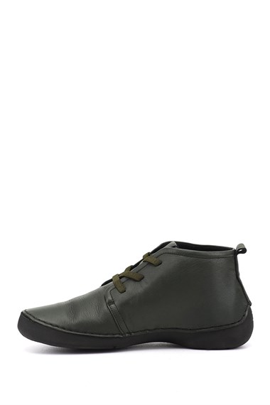 Womens Khaki Antique Lace-up Genuine Leather Comfort Boots