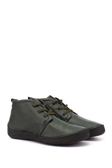 Womens Khaki Antique Lace-up Genuine Leather Comfort Boots