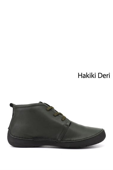 Womens Khaki Antique Lace-up Genuine Leather Comfort Boots