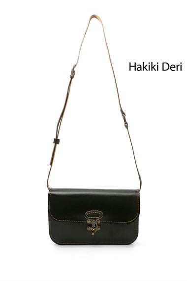 Kadın Haki Antik Vaketa Hakiki Deri Omuz ve Postacı Çantası