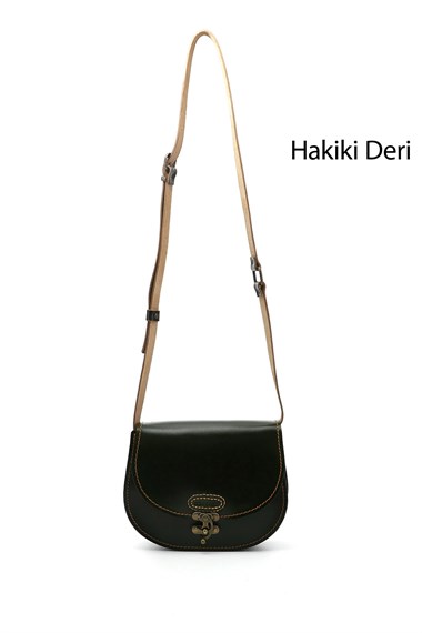 Kadın Haki Antik Vaketa Hakiki Deri Omuz ve Postacı Çantası