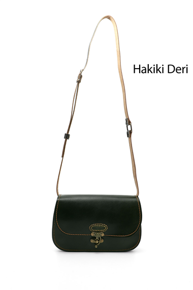 Kadın Haki Antik Vaketa Hakiki Deri Omuz ve Postacı Çantası