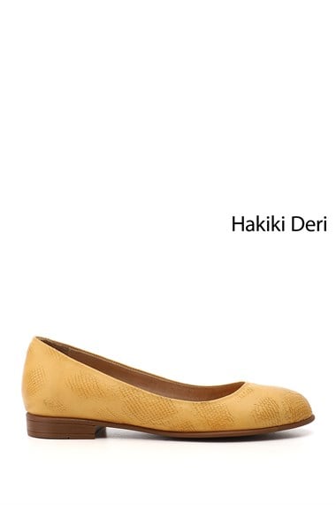 Kadın Hardal Hakiki Deri Babet