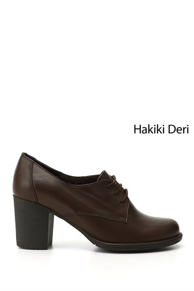 Womens Brown Antique Lace-Up Medium Thick Heel Genuine Leather Oxford Shoes