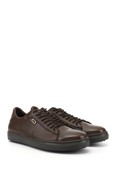 Kadın Kahve Antik Bağcıklı Termo Taban Hakiki Deri Sneaker