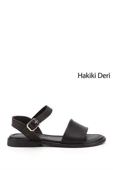 Kadın Kahve Antik Bilek Bağlı Hakiki Deri Sandalet