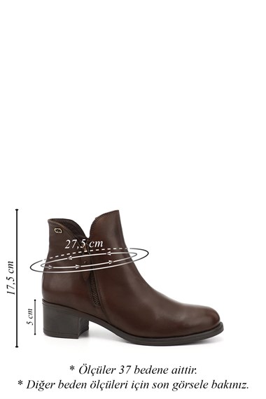 Womens Brown Antique Double Zipper Thick Heel Genuine Leather Boots