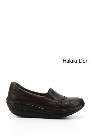 Kadın Kahve Antik Dolgu Taban Hakiki Deri Ayakkabı
