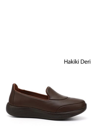 Kadın Kahve Antik Dolgu Taban Hakiki Deri Comfort Ayakkabı