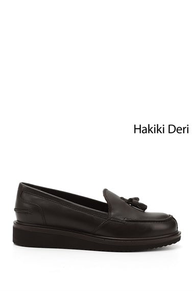 Womens Brown Antique Wedge Sole Genuine Leather Loafer Shoes