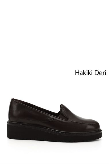 Kadın Kahve Antik Dolgu Taban Hakiki Deri Ayakkabı