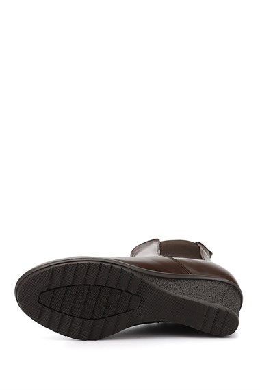 Womens Brown Antique Zippered Wedge Heeled Genuine Leather Chelsea Boots